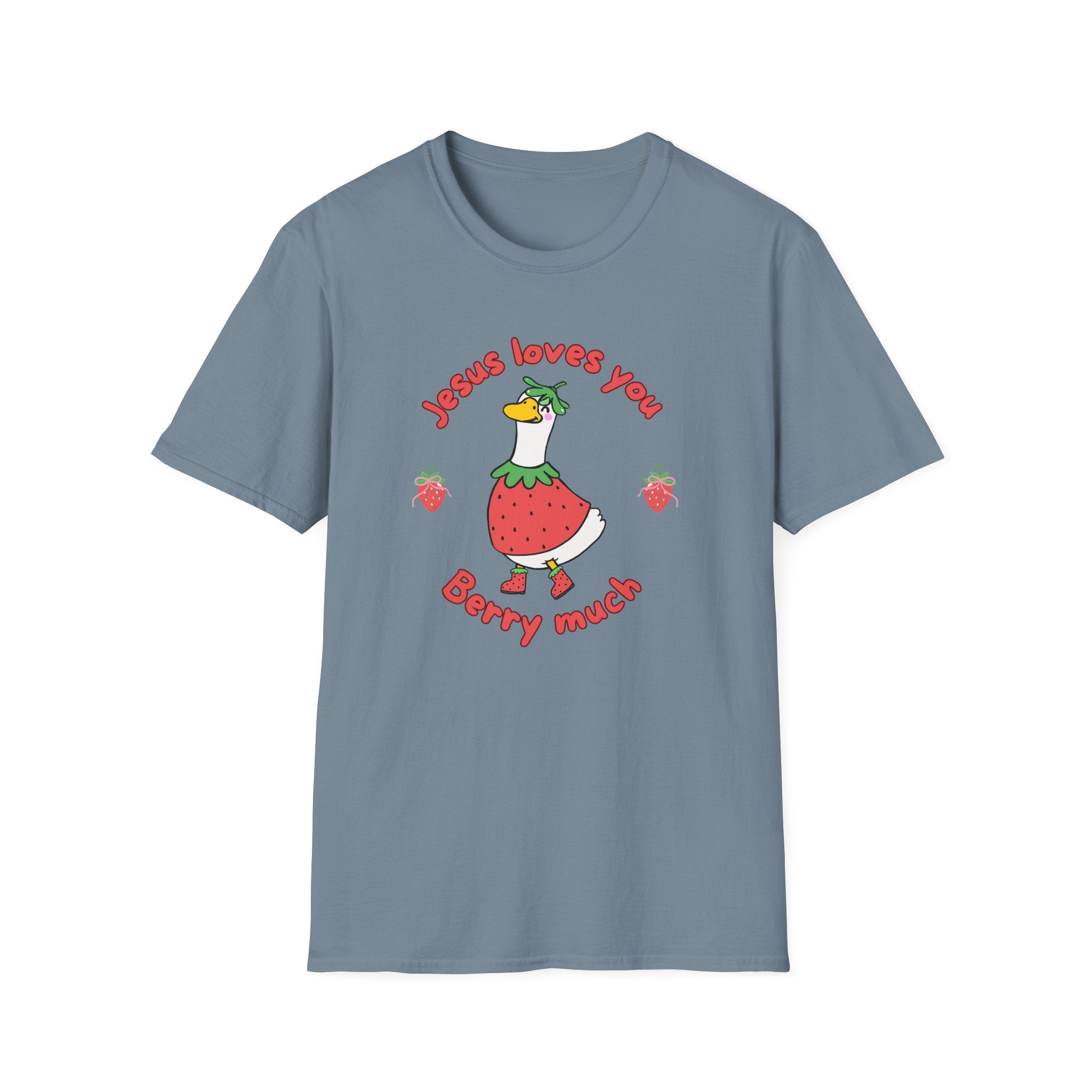 Jesus Loves You Berry Much – Silly Goose Strawberry Graphic Tee
