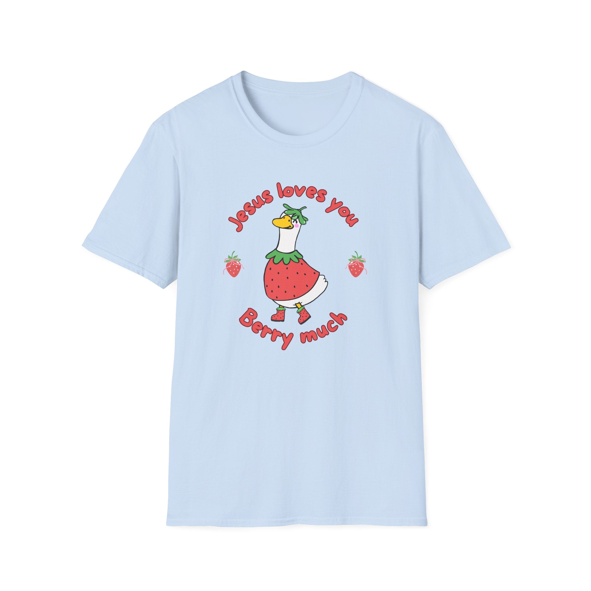 Jesus Loves You Berry Much – Silly Goose Strawberry Graphic Tee