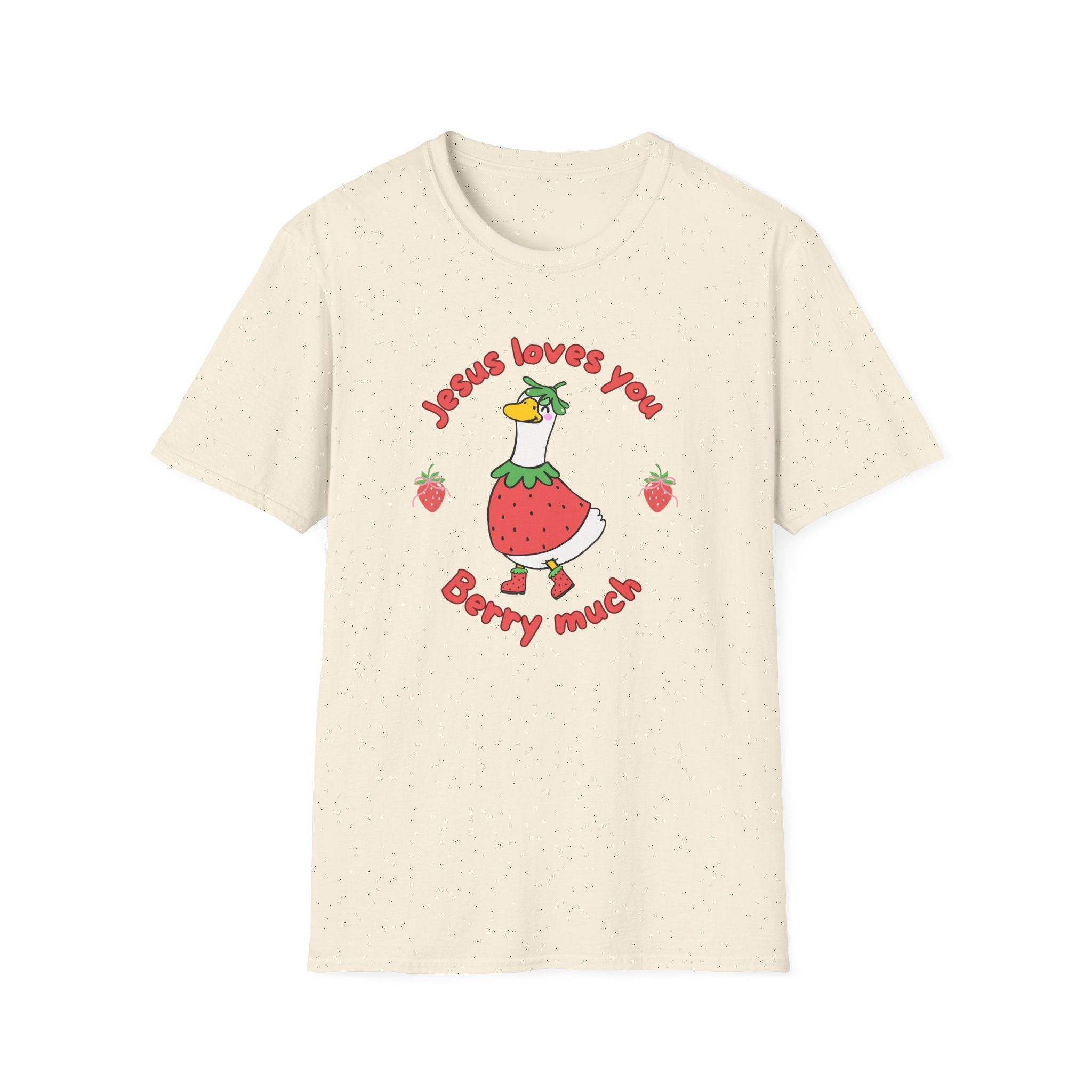 Jesus Loves You Berry Much – Silly Goose Strawberry Graphic Tee
