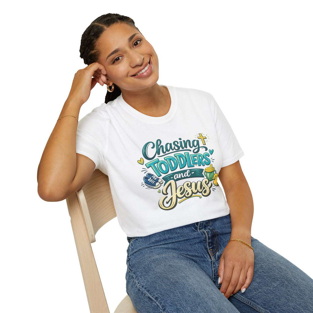 Chasing Toddlers and Jesus- Cute faith based parenting t shirt
