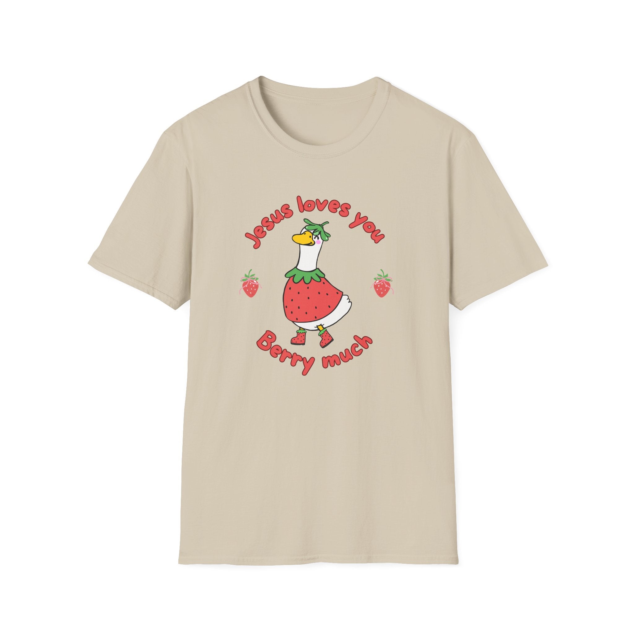 Jesus Loves You Berry Much – Silly Goose Strawberry Graphic Tee