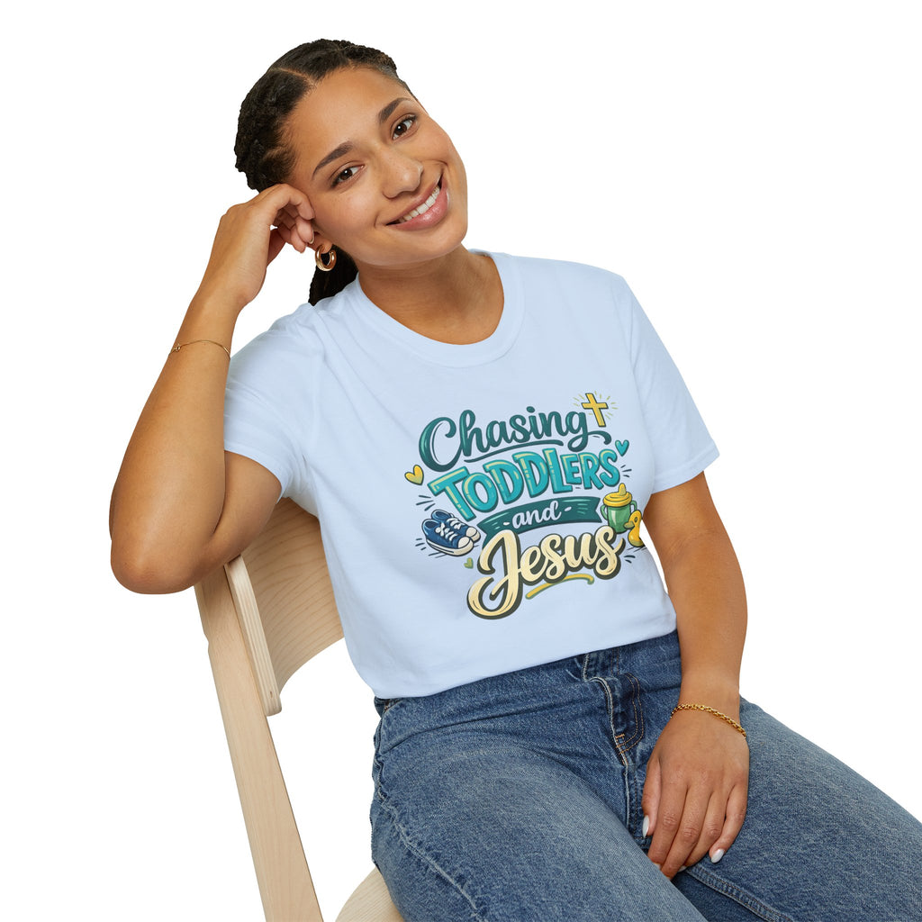 Chasing Toddlers and Jesus- Cute faith based parenting t shirt