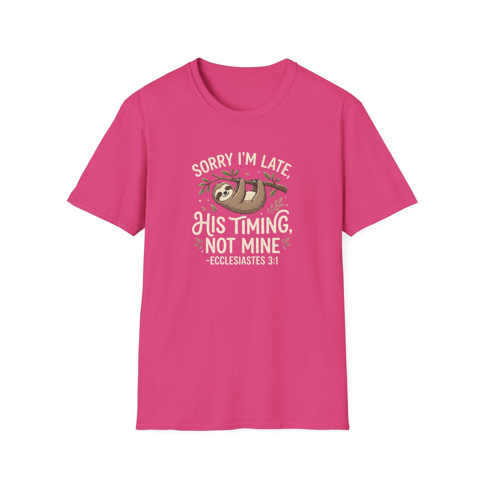 “His Timing, Not Mine” Sloth T-Shirt – Christian Faith Graphic Tee