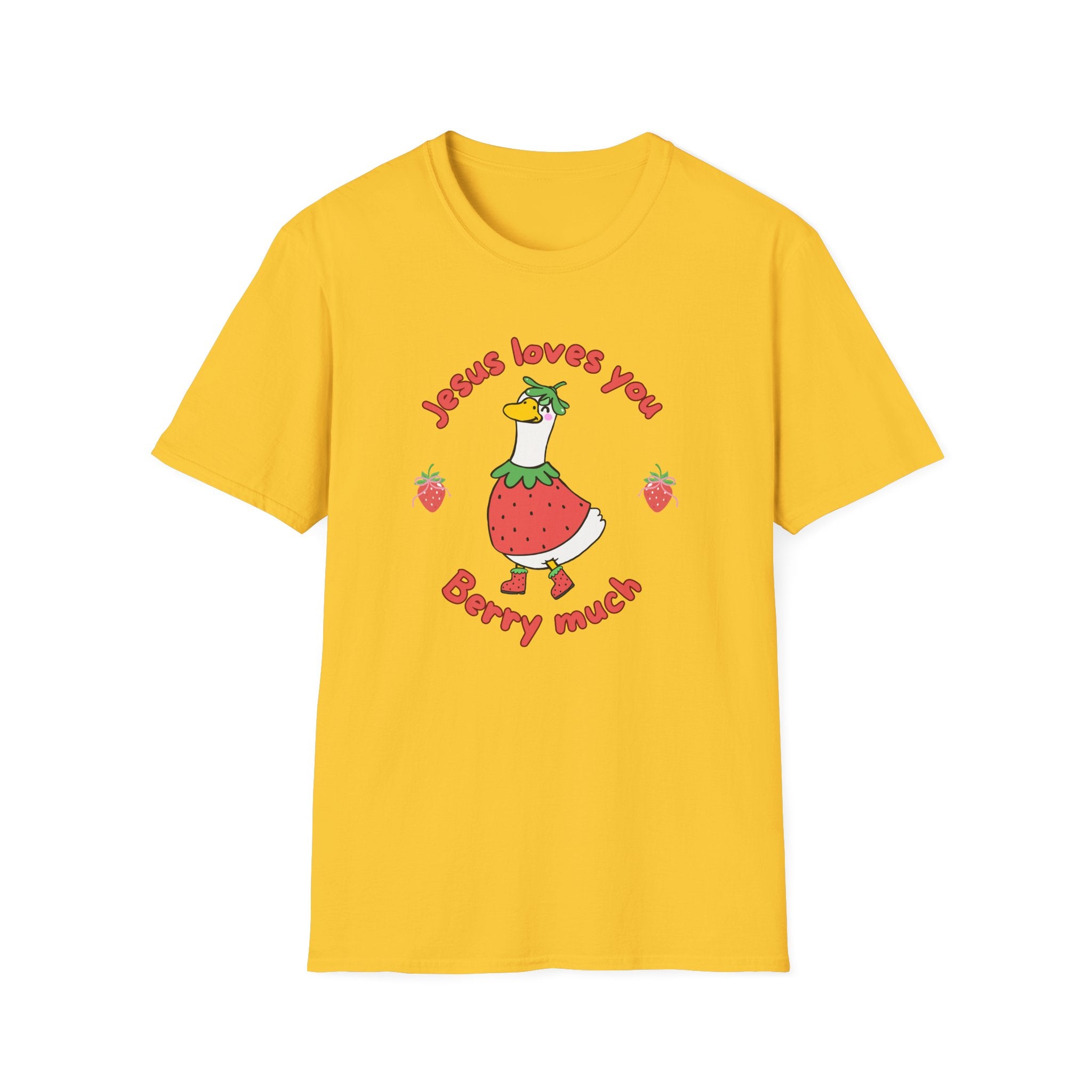 Jesus Loves You Berry Much – Silly Goose Strawberry Graphic Tee