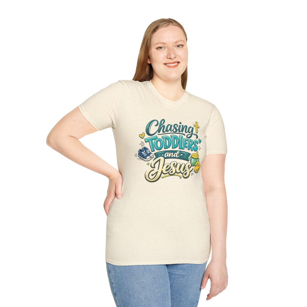 Chasing Toddlers and Jesus- Cute faith based parenting t shirt