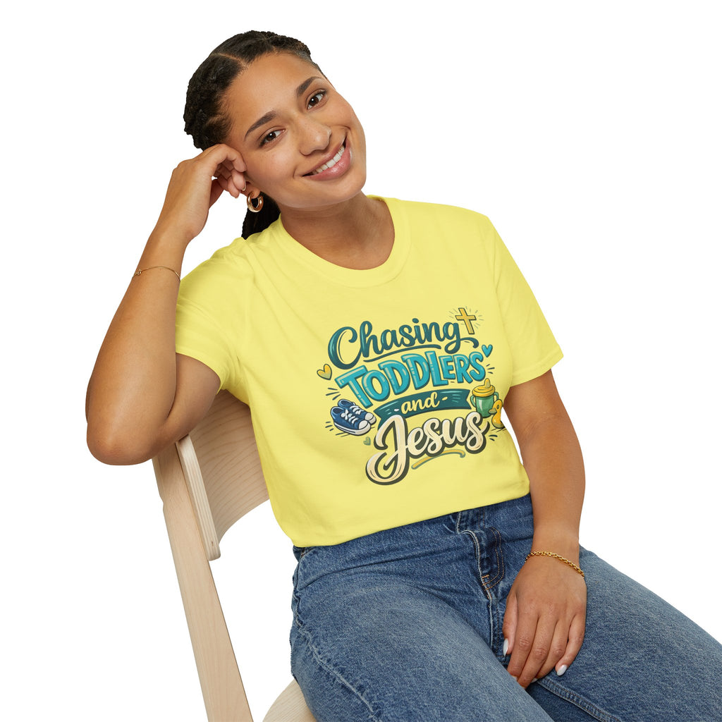 Chasing Toddlers and Jesus- Cute faith based parenting t shirt
