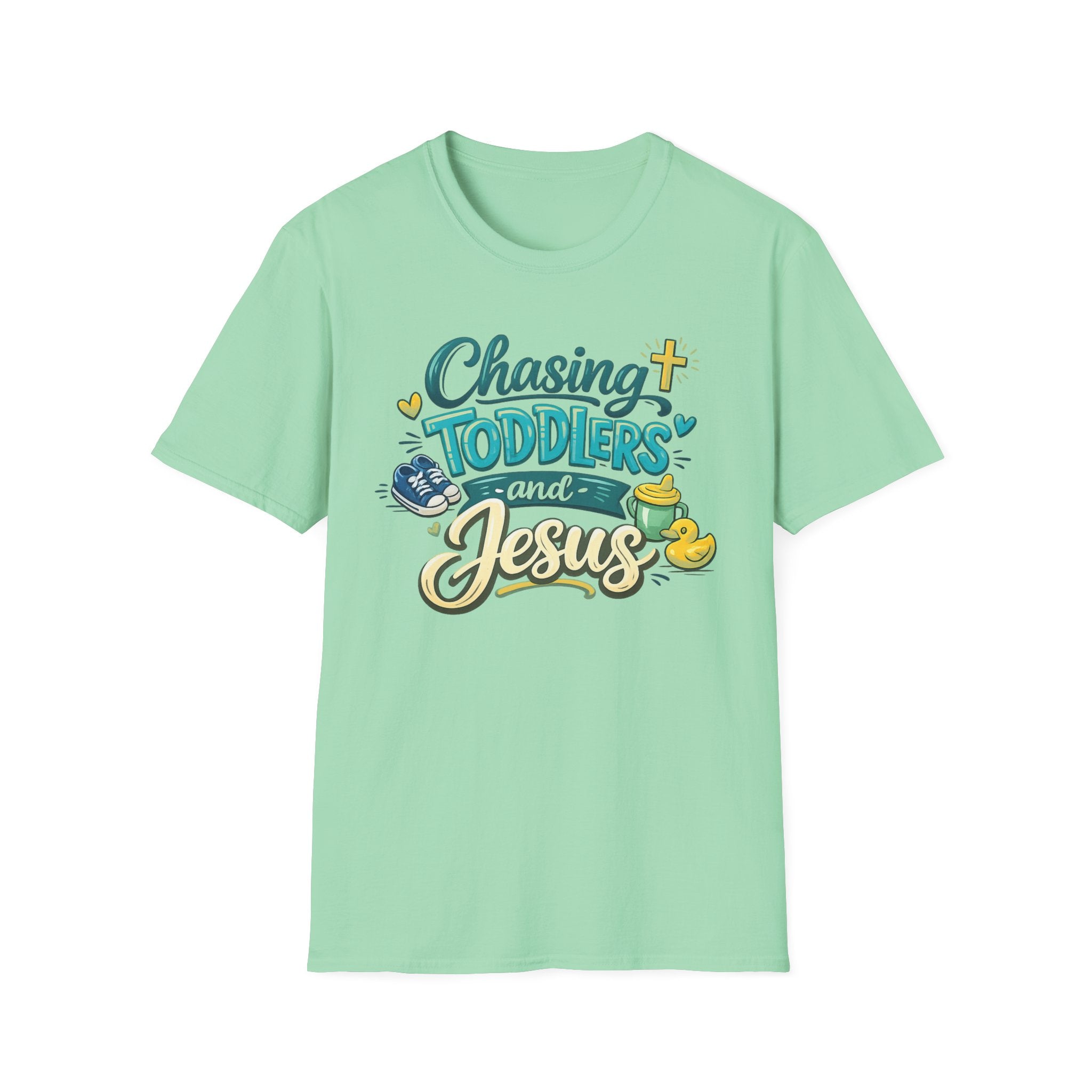 Chasing Toddlers and Jesus- Cute faith based parenting t shirt