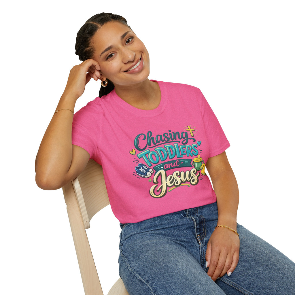 Chasing Toddlers and Jesus- Cute faith based parenting t shirt