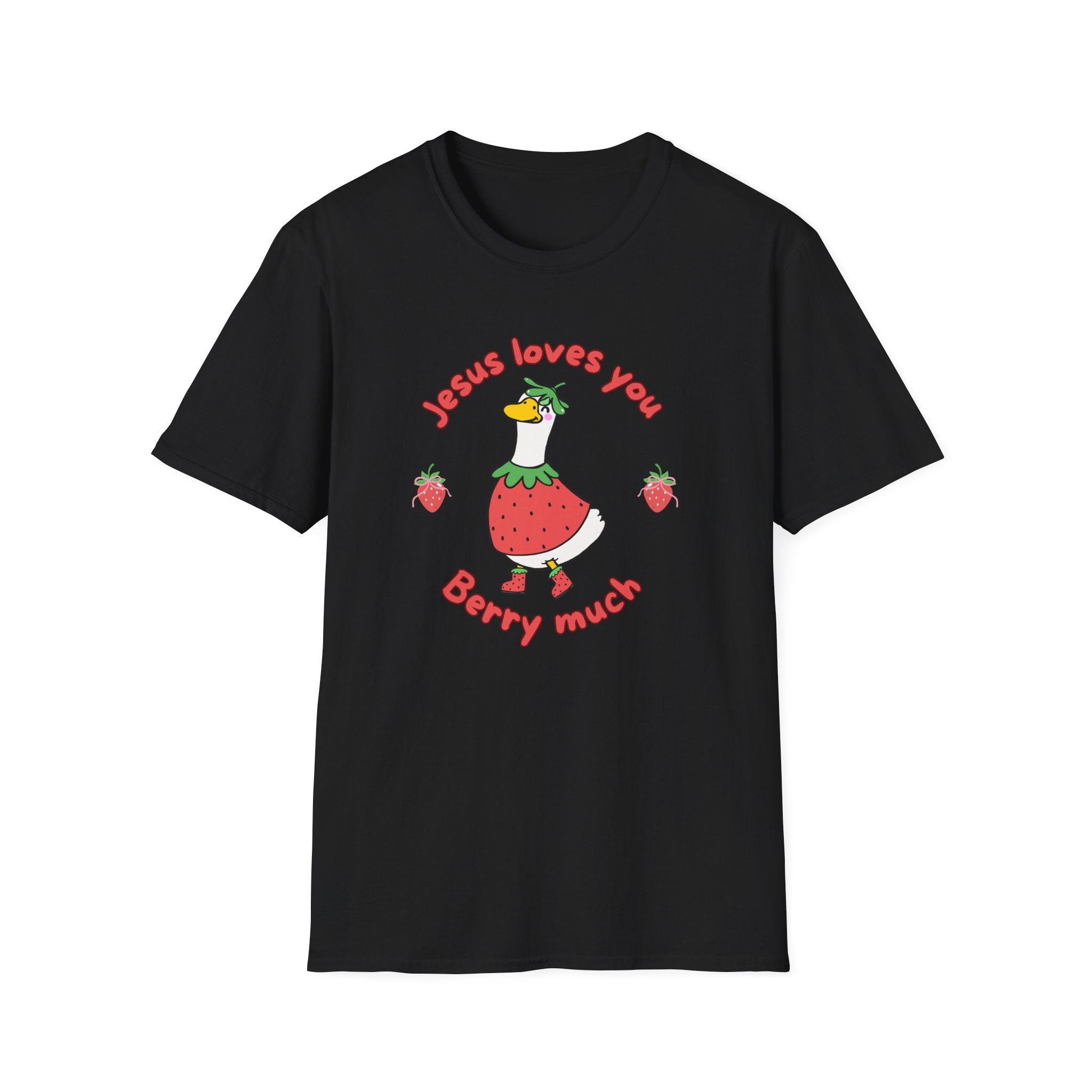 Jesus Loves You Berry Much – Silly Goose Strawberry Graphic Tee