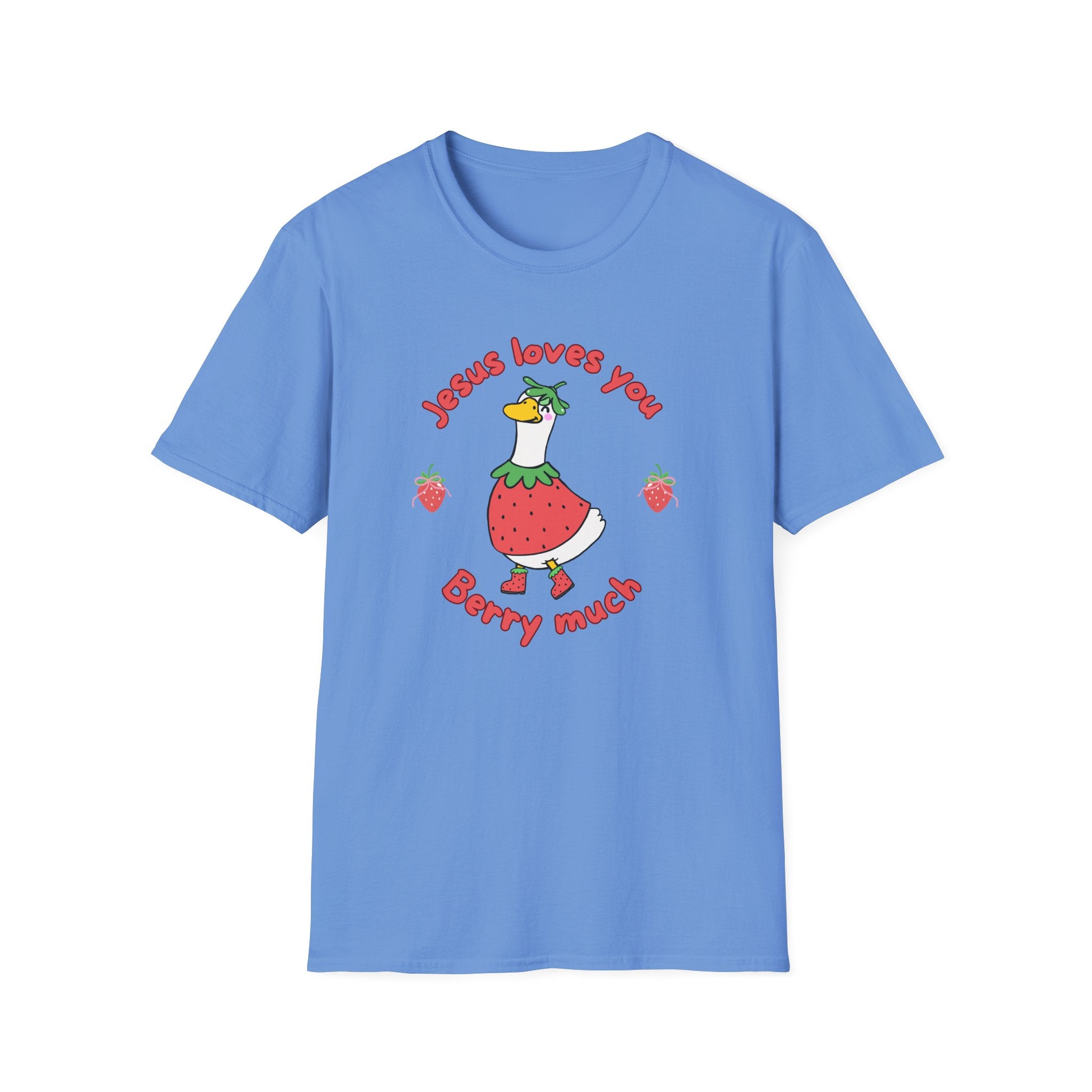 Jesus Loves You Berry Much – Silly Goose Strawberry Graphic Tee