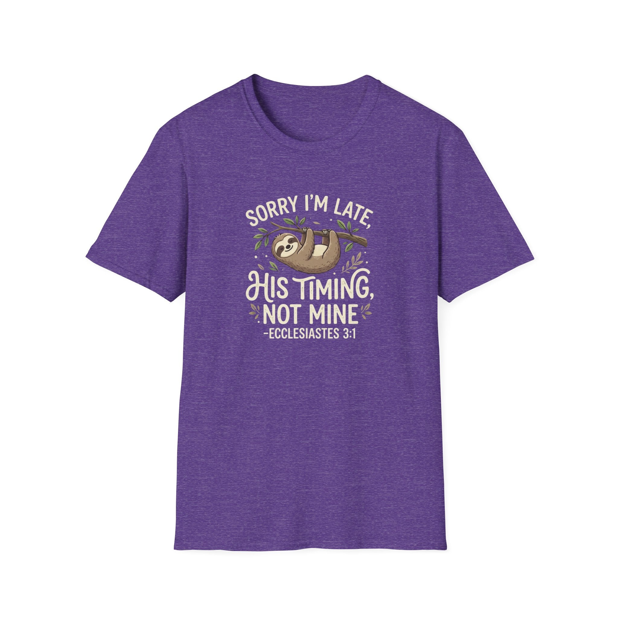 “His Timing, Not Mine” Sloth T-Shirt – Christian Faith Graphic Tee