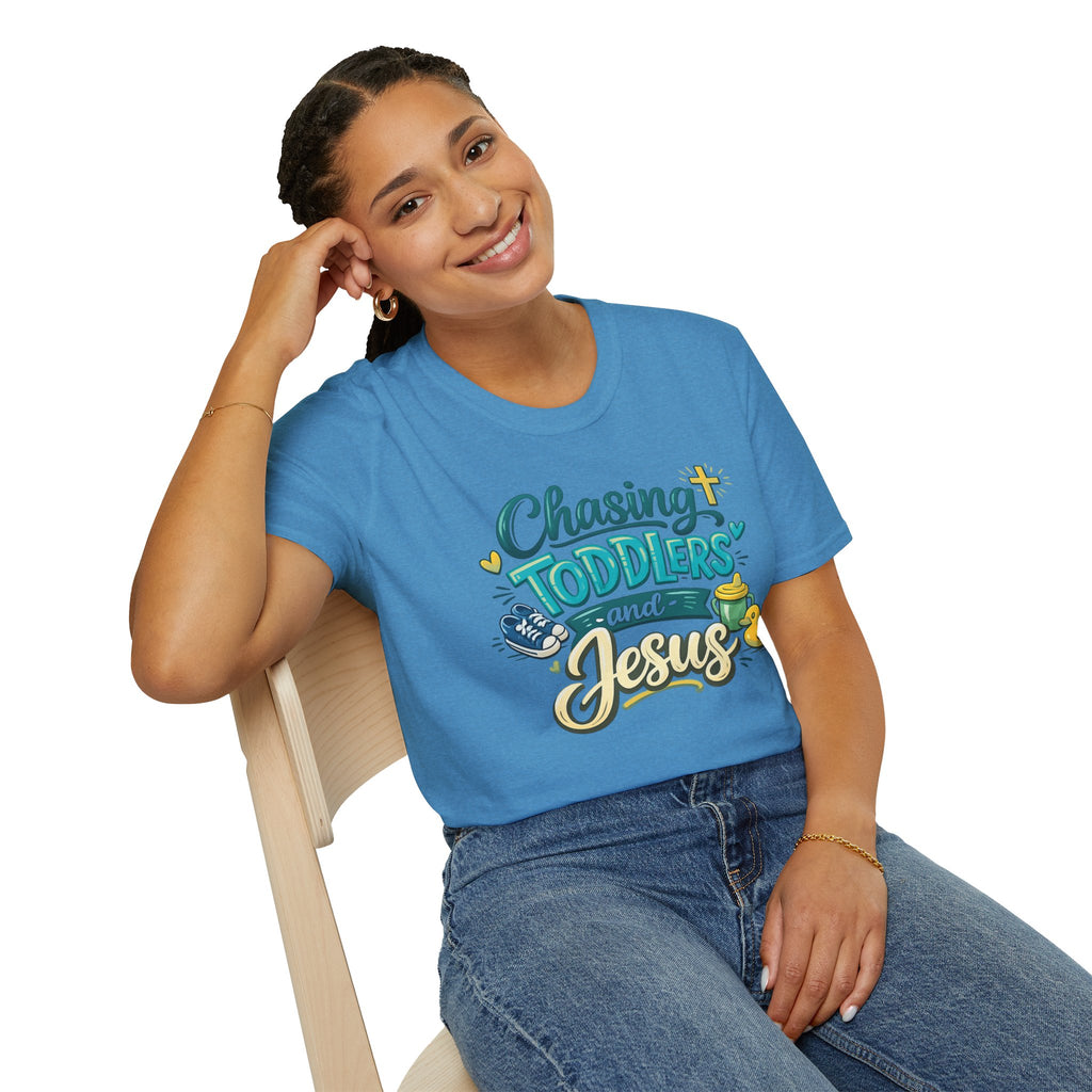 Chasing Toddlers and Jesus- Cute faith based parenting t shirt
