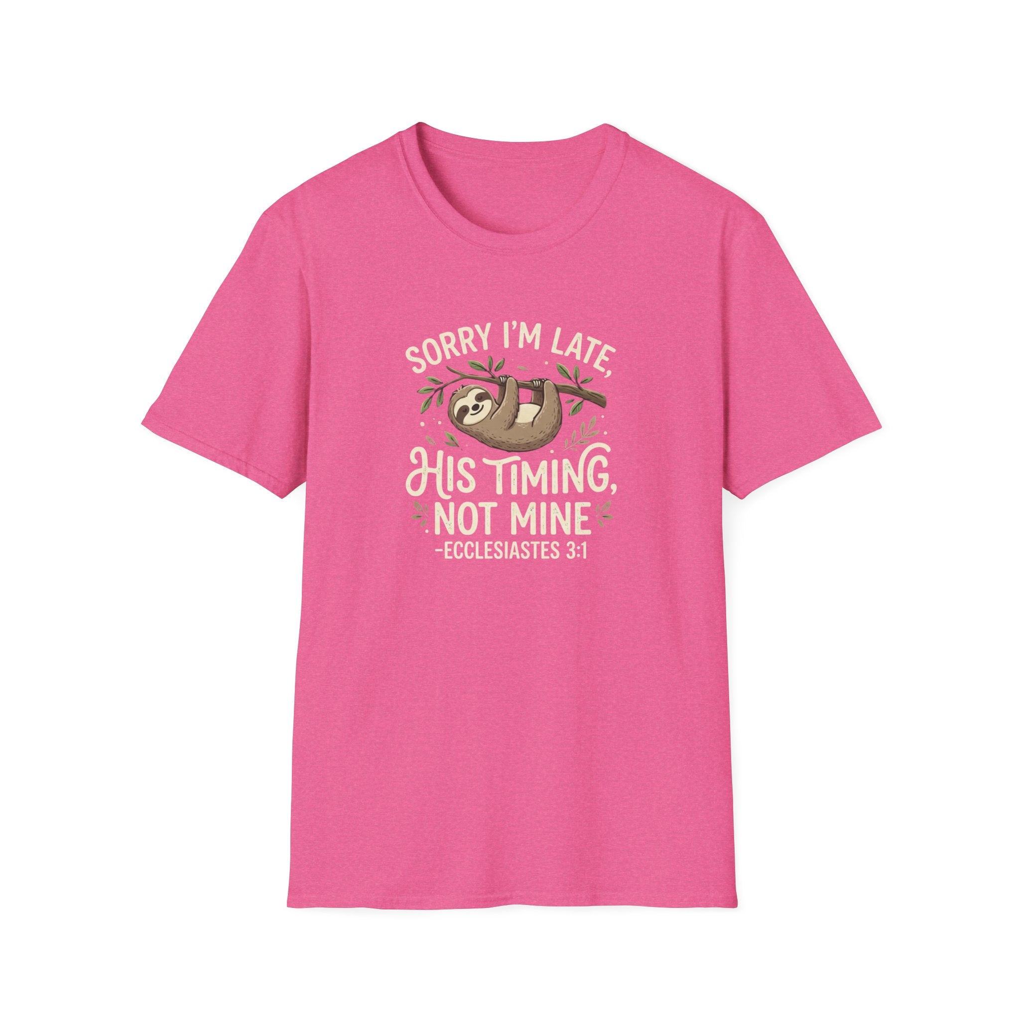 “His Timing, Not Mine” Sloth T-Shirt – Christian Faith Graphic Tee