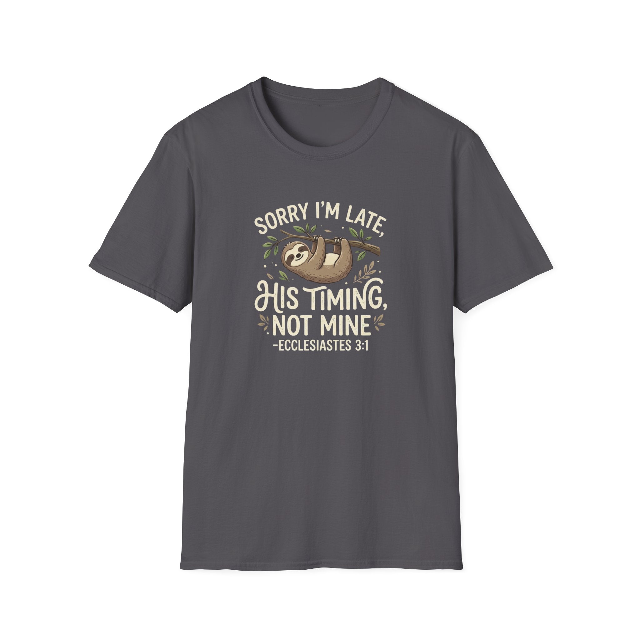 “His Timing, Not Mine” Sloth T-Shirt – Christian Faith Graphic Tee