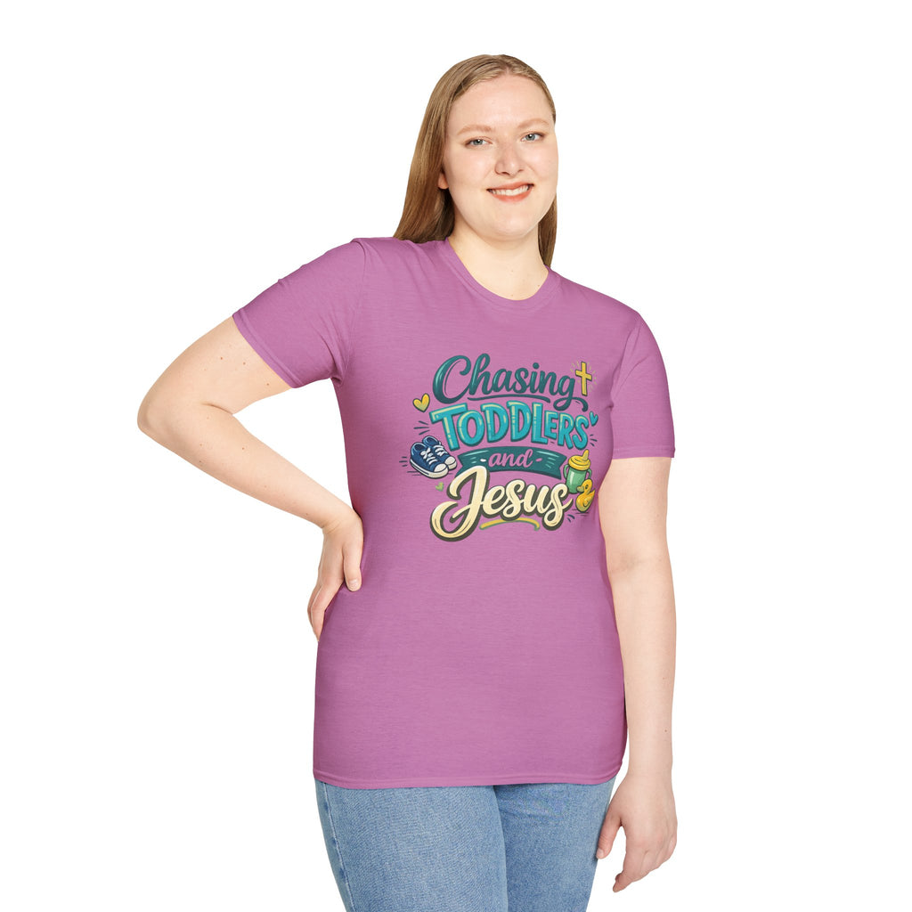 Chasing Toddlers and Jesus- Cute faith based parenting t shirt