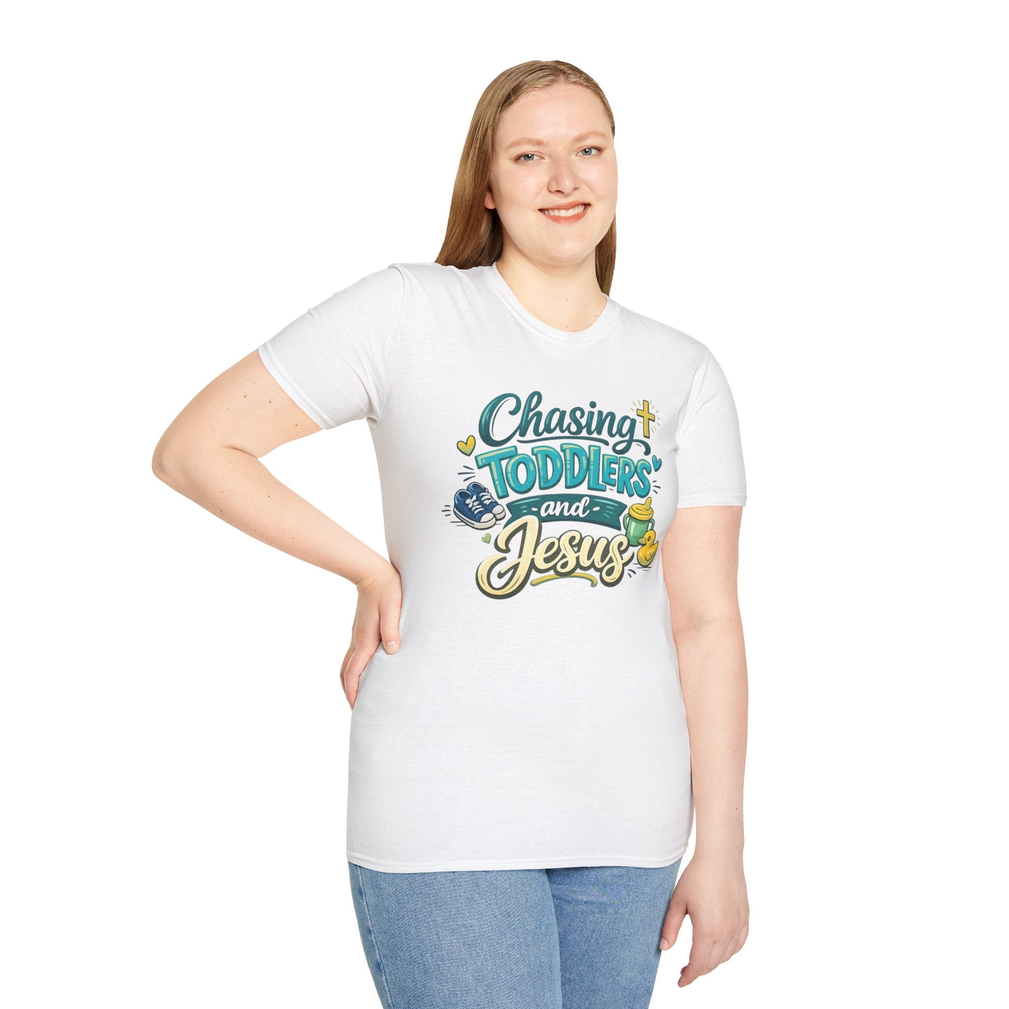 Chasing Toddlers and Jesus- Cute faith based parenting t shirt
