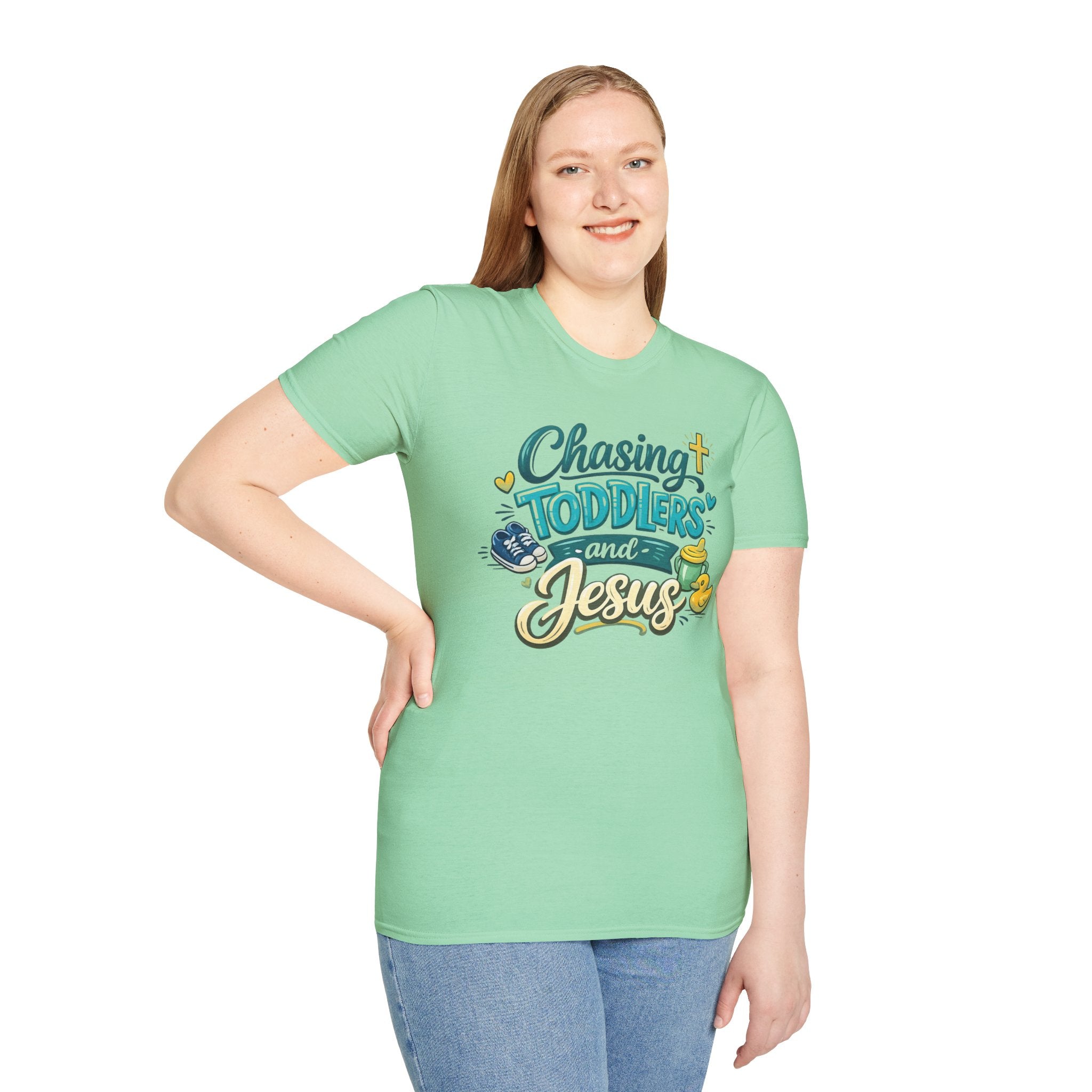 Chasing Toddlers and Jesus- Cute faith based parenting t shirt