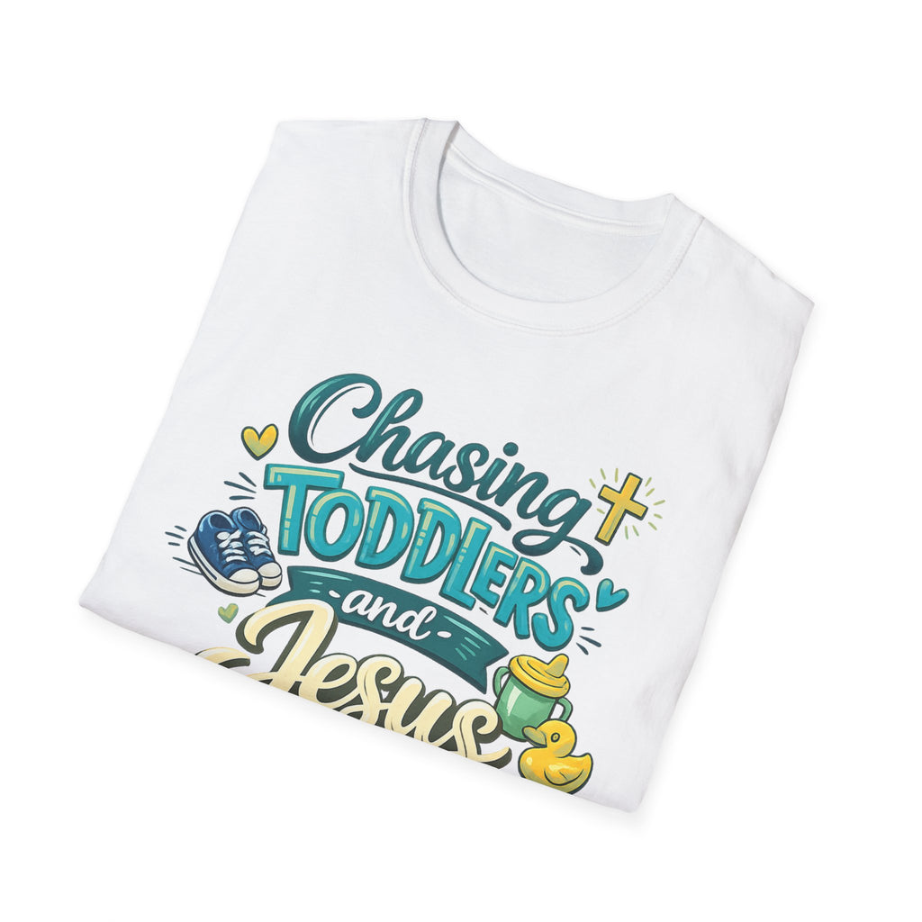Chasing Toddlers and Jesus- Cute faith based parenting t shirt