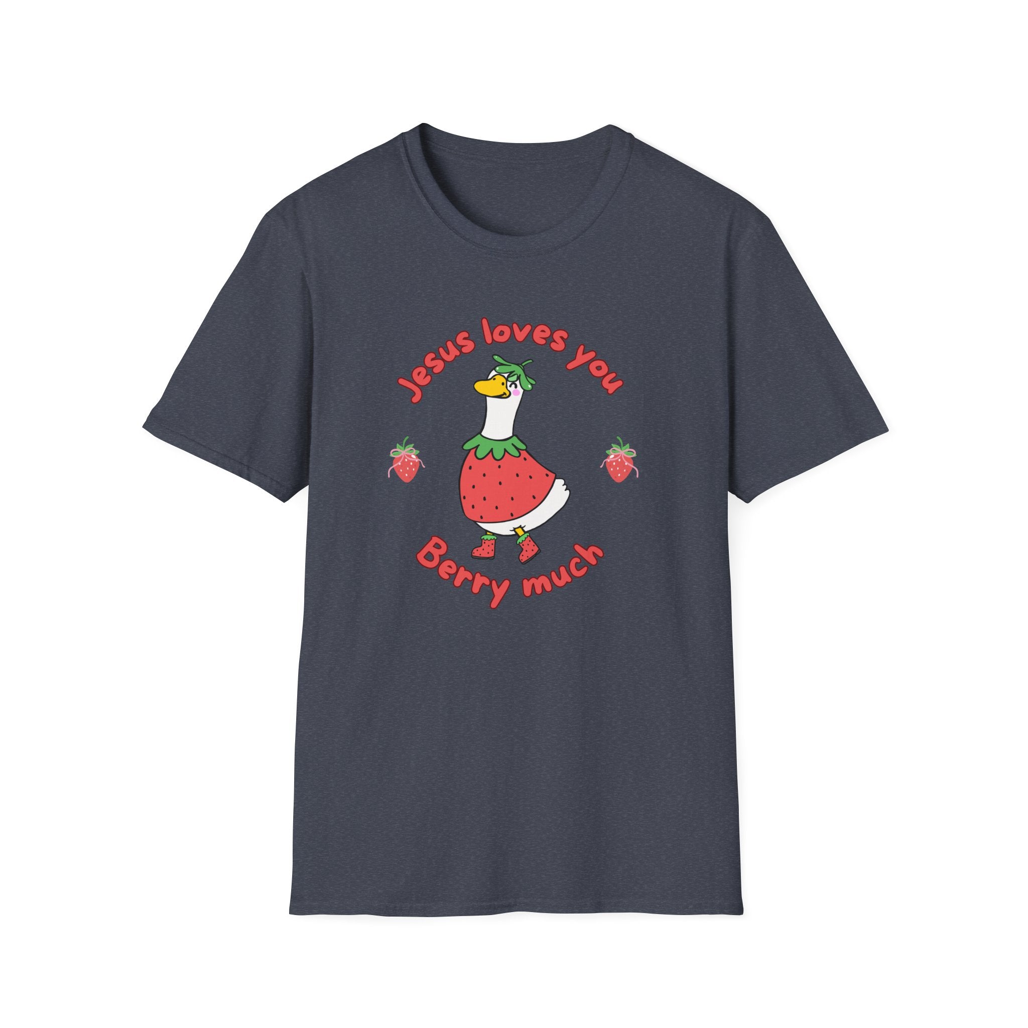 Jesus Loves You Berry Much – Silly Goose Strawberry Graphic Tee
