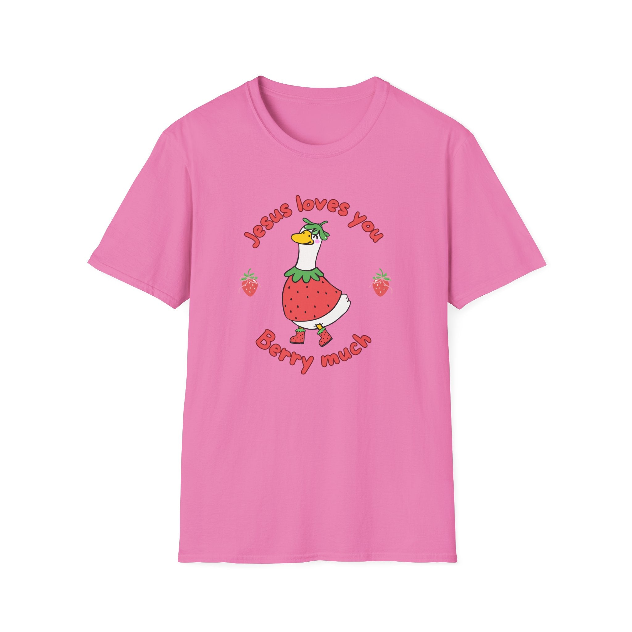 Jesus Loves You Berry Much – Silly Goose Strawberry Graphic Tee